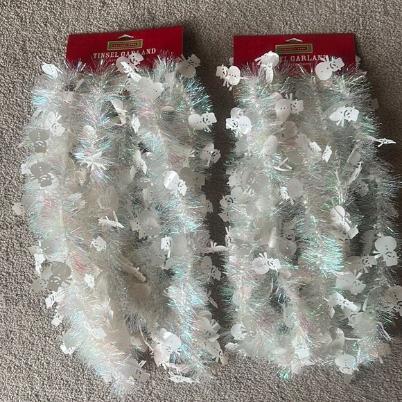 Holiday Home Iridescent Tinsel Snowman Garland! - Picture 1 of 5